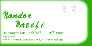 nandor matefi business card